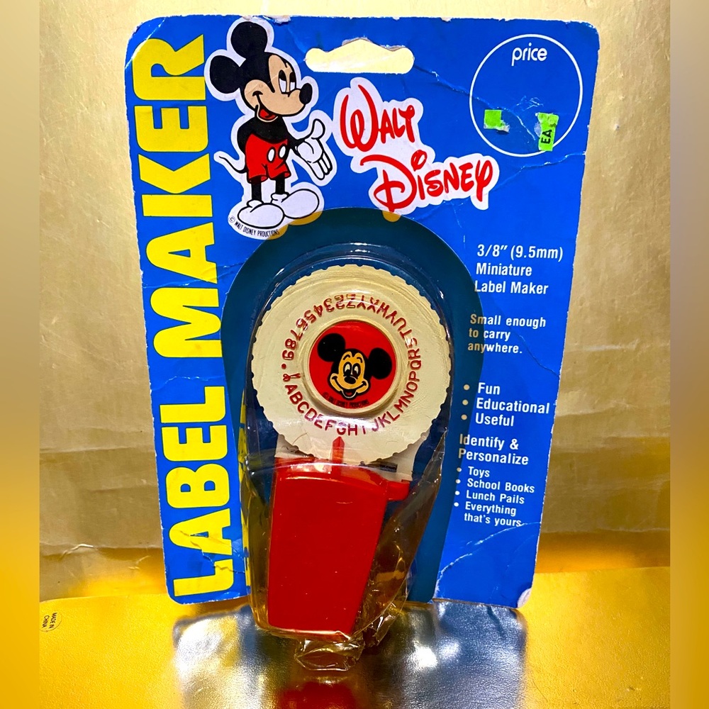 WALT DISNEY VTG 70’s MICKEY MOUSE LABEL MAKER IN ORIGINAL PACKAGE RaARE